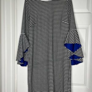 royal blue and black white dress